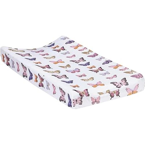 Lambs & Ivy Butterfly Dreams Soft/Cozy Fleece Changing Pad Cover - White