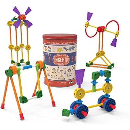 Retro Building Tin - 100 Parts - Collectible, Nostalgic Construction Toy, Great for Kids, Toddlers, Boys, Girls, Ages 3+