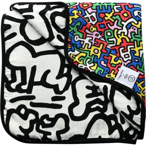 Etta Loves X Keith Haring Muslin Reversible Square Blanket, Multicolors - Etta Loves Swaddles | Maisonette