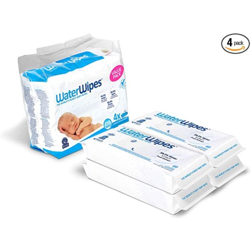 Baby Wipes, WaterWipes Sensitive Baby Diaper Wipes, 99.9% Water, Unscented & Hypoallergenic, for Newborn Skin, 4 Packs (240 Count) - 60 Count (Pack of 4) - Baby Wipes Only