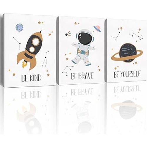 Space Decor for Boys Room Outer Space Room Decor Inspirational Space Astronaut Wall Art Decor for Kids Room Nursery Playroom Classroom, Space Themed Bedroom Decor, Space Posters Set of 3 (12"x15")