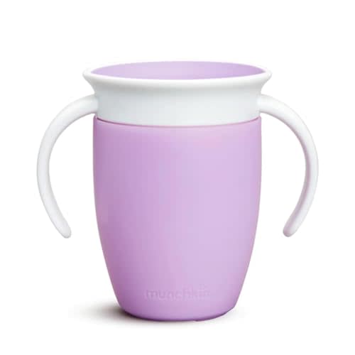 Munchkin Miracle 360 Cups for Toddlers sippy cups, toddler cups spill proof with Dentist Recommended Spoutless Design, BPA-Free Kids Cups, Easy to Clean, 7 oz, (Lilac)