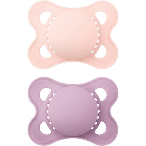MAM Original Matte Baby Pacifier, Nipple Shape Helps Promote Healthy Oral Development, Sterilizer Case, 2 Pack, 0-6 Months, Girl,2 Count (Pack of 1)