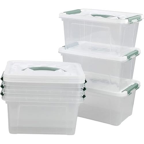 Kiddream 6-pack Clear Plastic Storage Bins with Lids, Latching Storage Box Container