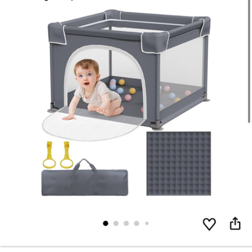 Jixrolyn Small Baby Playpen with Mat, Sturdy Safety Play Yard, Washable Small Playpen for Babies, Soft Breathable Mesh, Zipper Gate, Anti-Slip Base 36"x36"