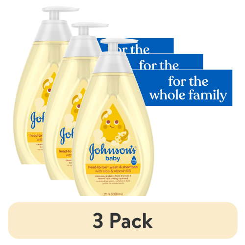 (3 pack) Johnson's Tear-Free Head-To-Toe Baby Body Wash & Shampoo, with Plant-Based Glycerin, 27.1 FL OZ