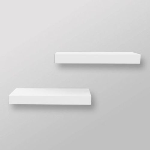 Set Of 2 16" Wood Ledge Wall Shelf White - Threshold™: Mdf Floating Shelves, Includes Mounting Hardware