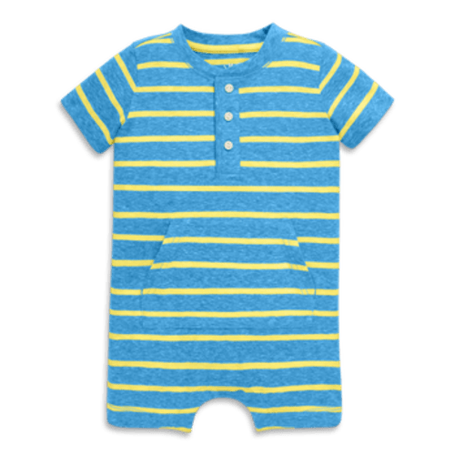 Baby Heathered Henley Shortie In Stripe, 0-3M