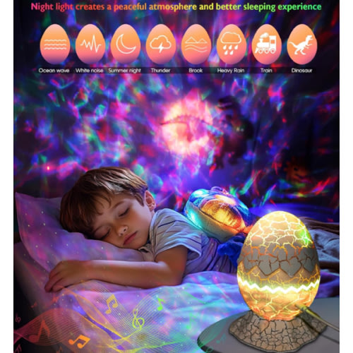 Rossetta Dino Egg Galaxy Projector, Star Projector for Bedroom, Night Lights for Kids Room with White Noise, Bluetooth Speaker, Timer and Remote, Room Decor, Gifts for Girls, Boys, Adults, Christmas, Birthday