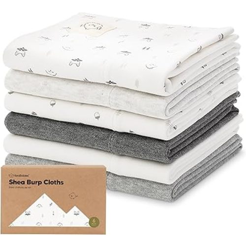 Organic Burp Cloths Baby Girl, Boy - 6-Pack Large Baby Burp Cloths, Burping Cloths for Babies, Boys, Girls, Cotton Burp Cloth, Spit Up Burp Rags, Newborn Burp Clothes, Burp Cloths Neutral (Neutrals)