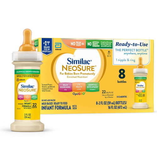 Similac NeoSure Premature Post-Discharge Ready-to-Feed Baby Formula, 2-fl-oz Bottle, Pack of 8