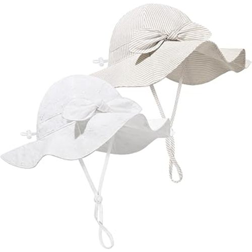 Baby Girl Sun Hat Summer Foldable Beach Hats with UPF50+ Sun Protection Wide Brim Toddler Bucket Hat Cap