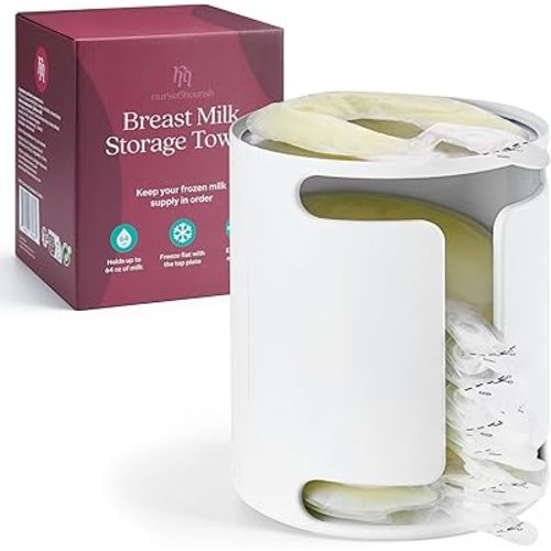 Nurse & Nourish Breast Milk Freezer Storage Organizer - Freeze Flat Breast Milk Storage Container for Willow Pump Bags 4oz - Fits Up to 16 Bags