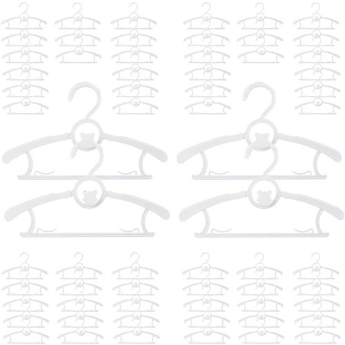 60 Pack Baby Hangers for Closet Plastic Kids Hangers Clothes Space Saving Hangers Non Slip Extendable Baby Hangers for Nursery Toddler Heavy Duty Clothing Hangers Bulk, White