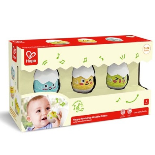 Happy Hatchlings Wobble Rattles, 3pc Colorful Eggs, 0mo+