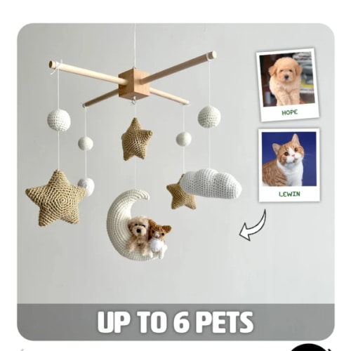 MY DOLLFY Pet Moon Brown | Custom Crochet Pet Nursery Baby Mobile – My Dollfy