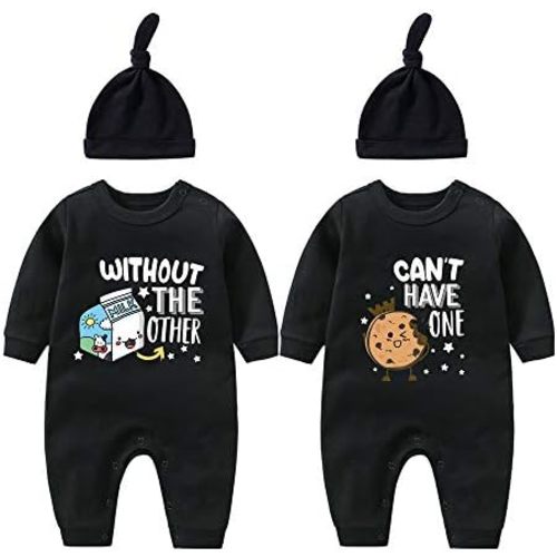 YSCULBUTOL Twins Bodysuits - Milk Infant Clothes Unisex Twin Baby Rompers With Hat