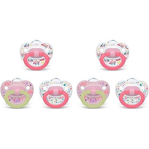 NUK Orthodontic Pacifier Value Pack, Girl, 6-18 Months,3 Count (Pack of 2)