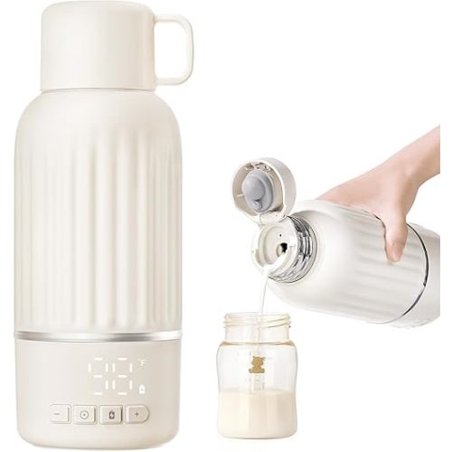 Snow Bear Portable Bottle Warmer for Travel, Fast Heating in 2.5 Mins for Breast Milk and Formula, 10200mAh Battery with LED Display, 17oz Large Capacity, Baby Bottle Warmer with Temperature Control