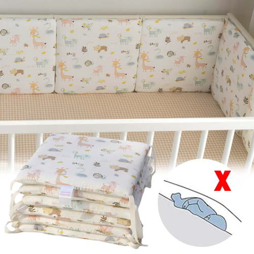 WIFKLSIIPG 6 Soft Breathable Upholstery Cushions for Crib Edge Cushioning with Straps for Easy Installation and Cleaning(White)