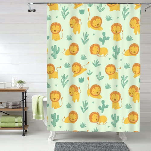 Shower Curtain, Cute Baby Lion Waterproof Shower Curtain for Bathroom, Washable Bathroom Shower Curtain Set with Hooks Long Shower Curtain 60x72in Home Decor