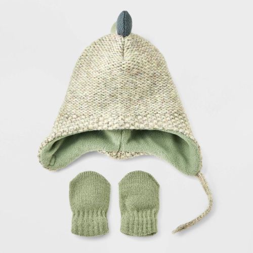 Baby Boys' Dinosaur Hat And Mitts - Cat & Jack™ Green 0-6m