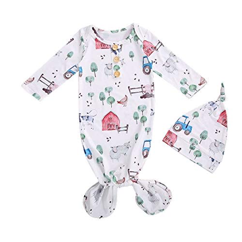 CIYCUIT Knotted Baby Gowns Newborn Coming Home from Hospital Outfit