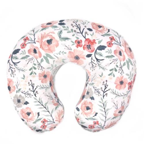 Nursing Pillow Cover- MEADOW FLORAL- floral pillow cover- baby pillow cover- girl nursing cover- breastfeeding- blush pink gray- FREE Ship!