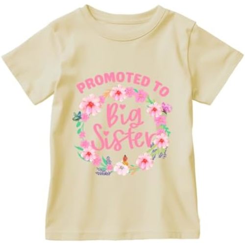 Big Sister Shirt for Baby Girls Cotton T-Shirt Short Sleeve Tops Toddler Baby Announcement Tees Outfits 1-7 Years