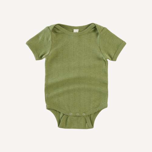 short sleeve lap neck bodysuit | moss pond | organic cotton pointelle