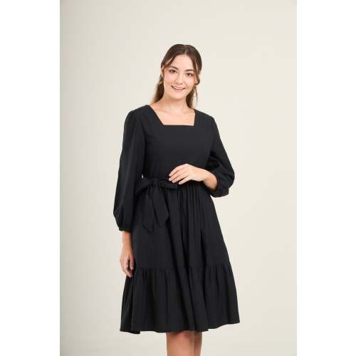 Embrace Long Sleeve Dress with Nursing Zippers in Black