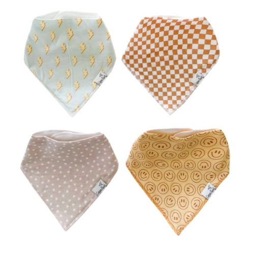 Copper Pearl 4 Pack Soft Cotton Baby Bibs for Drooling and Teething, Absorbent Drool Bibs for Baby Girl and Boy, Adjustable to Fit Newborns to Toddlers, Tons of Styles (Vance)