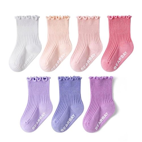 Baby Non Slip Ankle Socks with Grippers for 0 Months-7 Years Old Walking Socks