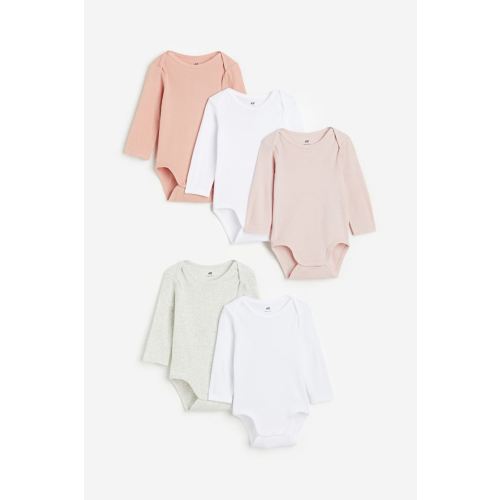 5-pack Bodysuits, Light pink/white