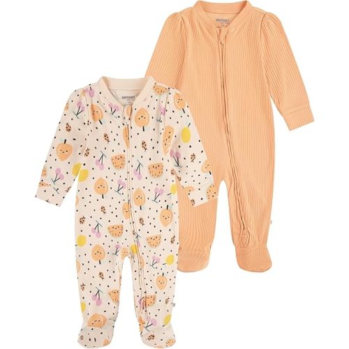 HUGGIES 2-pack Footed Coverall - Pale Peach/Fruits - 6-9M