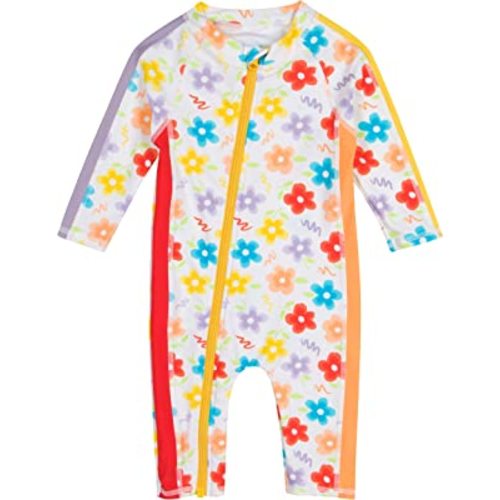 SwimZip Girls' Long-Sleeve UPF 50+ Swimsuit for Baby, Toddler, & Little Girls
