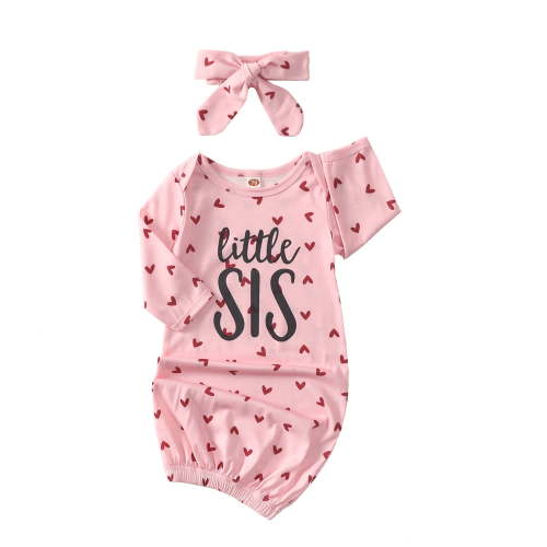 Dooleck Baby Girl Little Sister Sleeper Gown Newborn Clothing Long Sleeve Nightgown, 0-6M