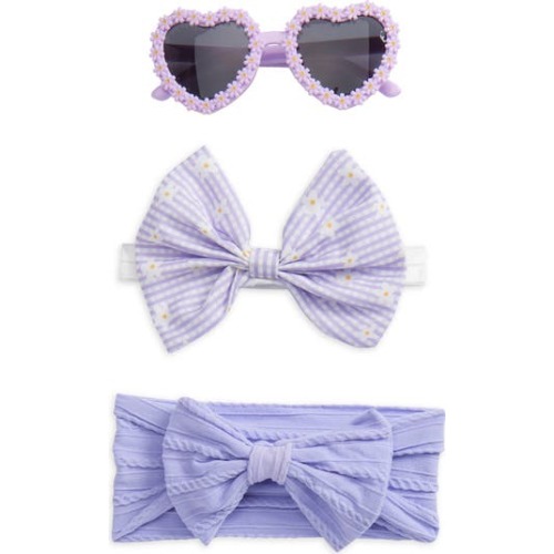 Kids' Floral Heart Sunglasses and Headbands Set