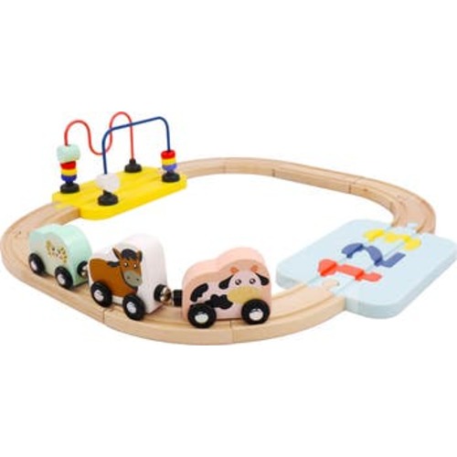 Wooden Railway 123 Puzzle and Bead Set 18-Pieces, for 18M-Old+