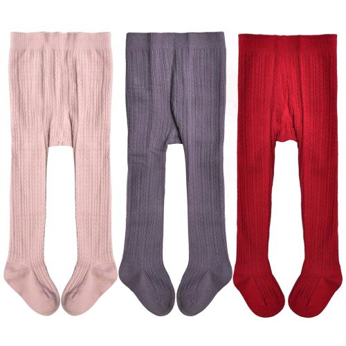 EPEIUS Baby Girls Tights Cable Knit Leggings Stockings Cotton Pantyhose for Newborn Infants Toddlers 3/6 Pack