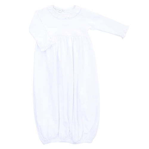 Essentials White Gown with Pink Trim Ruffle – Magnolia Baby