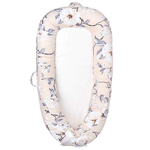 Mamibaby Baby Lounger,Baby Nest Portable Newborn Co Sleeping, Durable Canvas Fabric 200% Breathable Infant Bassinet Mattress Floor Seat Travel Crib Baby Bed - Ideal for Newborn Shower Gift (Flower)