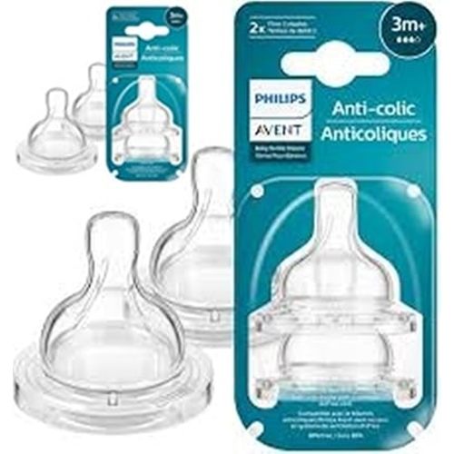 Philips AVENT Anti-Colic Baby Bottle Flow 3 Nipple, SCY763/04, 4 Count (Pack of 1)