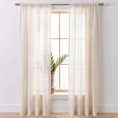 Better Homes & Gardens Light Filtering Linen Blend Rod Pocket Curtain, Single Panel, Vanilla Dream, 50" W x 84" L