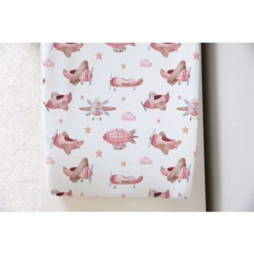 Pink airplane Changing Pad Cover, Airplane nursery, Aviation changing station, Girl aviation nursery, Baby girl nursery, Aviation baby - PiA