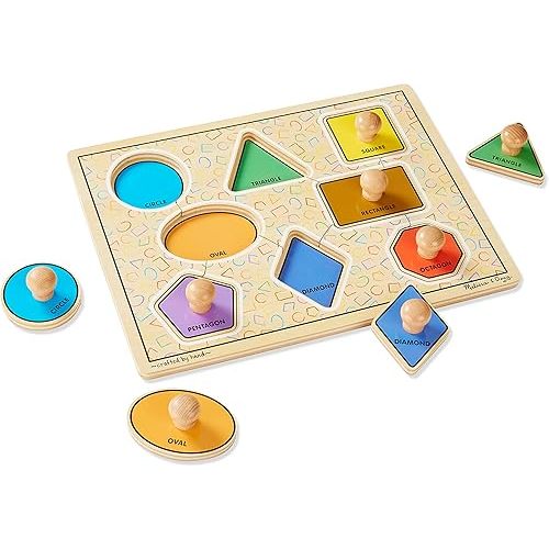Melissa & Doug Deluxe Jumbo Knob Wooden Puzzle - Geometric Shapes (8 pcs)