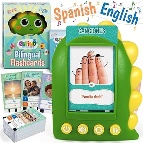 Spanish Flash Cards for Kids | Bilingual Talking Flashcards with Audio | English Learning Cards | Interactive Language Development Toy | Educational Flash Cards for Early Learning