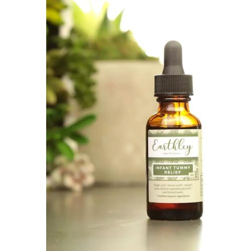 Earthley Wellness Infant Tummy Relief, Gripe Water, Organic Herbal Tincture for Gas, Bloating, and Hiccups in Babies & Kids, Gentle Stomach Support with Fennel, Ginger, & Catnip, Alcohol-Free (2 oz)