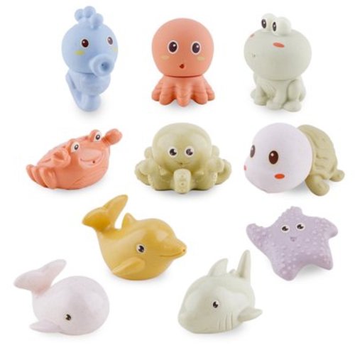AMCHSURI 10Pcs Mold-Free Baby Bath Toys - Ocean Animal Floaters for 6M-3Y Toddlers, Bathtub Water Play Set with Early Learning Educational Gifts