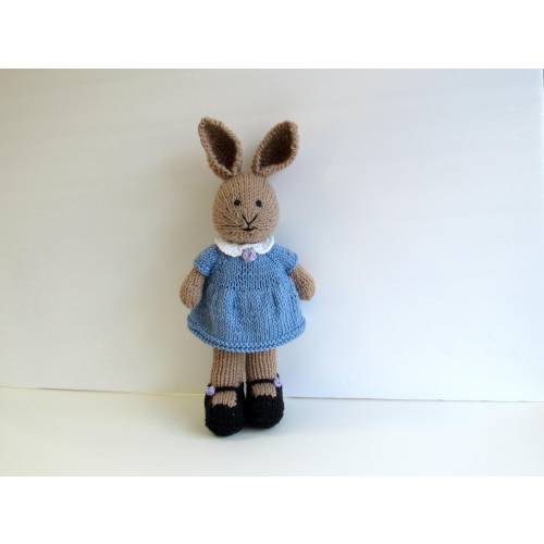 Knitted bunny doll plushie for baby, toddlers or kids. Cuddly, soft birthday gift.